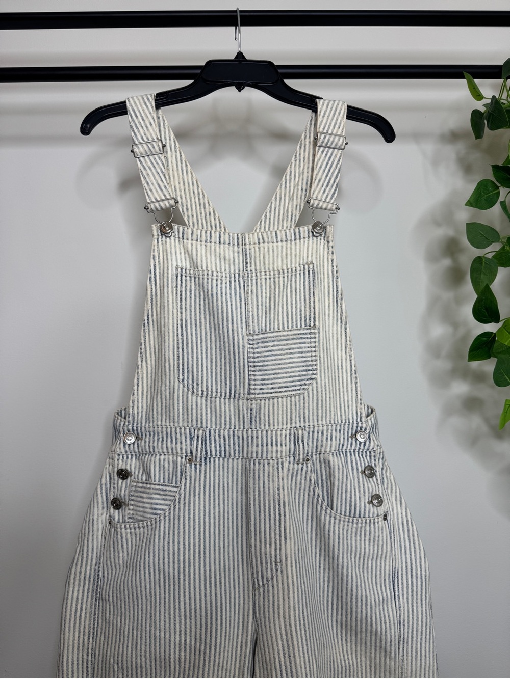 Free People We The Free Good Luck Striped Barrel Leg Overalls size S Small - Picture 4 of 12